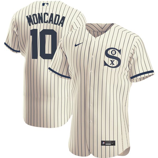 Men Chicago White Sox #10 Moncada Cream stripe Dream version Elite Nike 2021 MLB Jersey